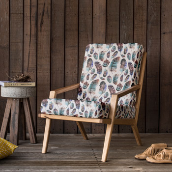armchair printed with feather pattern